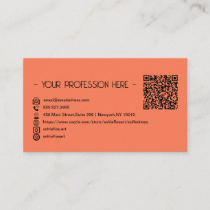 Carte De Visite QR Code Simple Moderne Minimal Orange Instagram