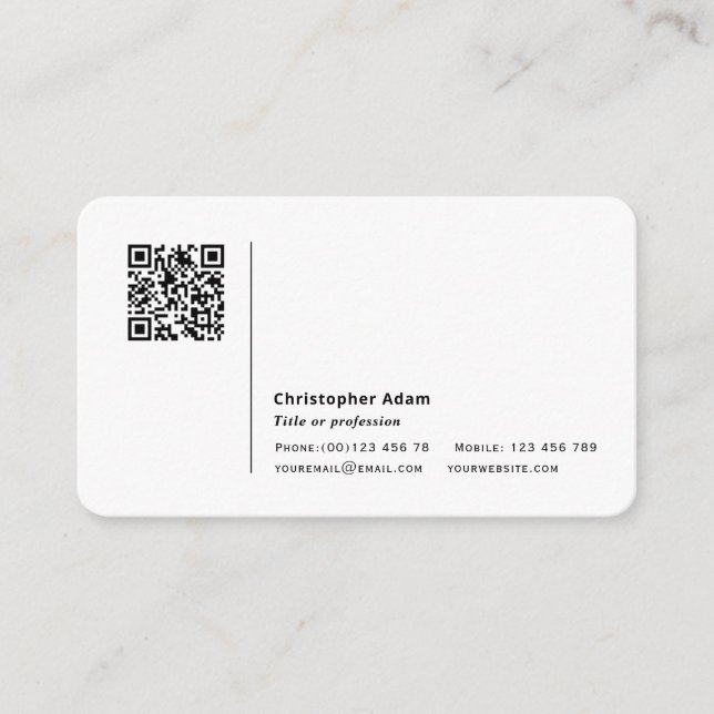 Carte De Visite QR code simple professionnel moderne (Devant)