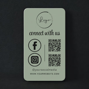 Carte de visite QR Code Vert Sauge Connectez-vous