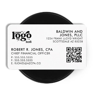 Carte De Visite QR Code Votre logo Plain White Générique Design