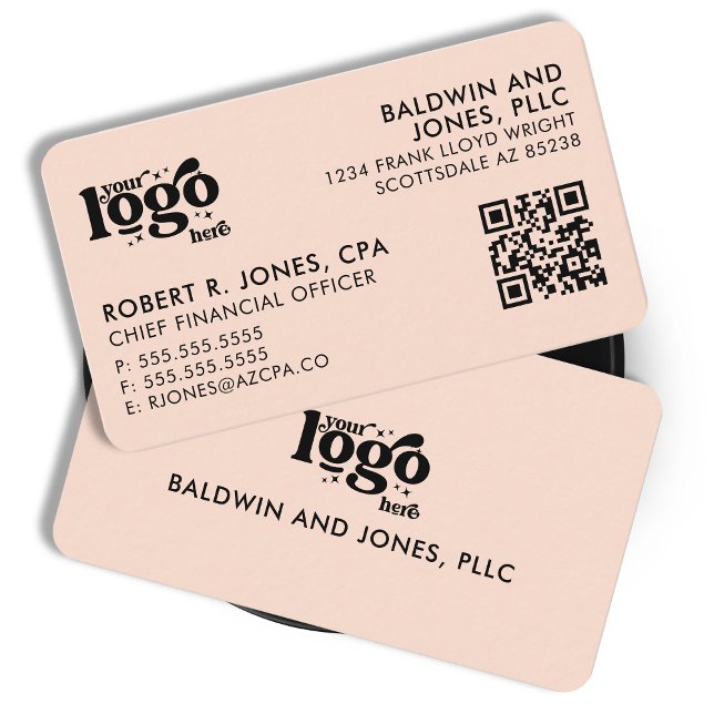 Carte De Visite QR Code Votre logo Plain White Générique Design (Créateur téléchargé)