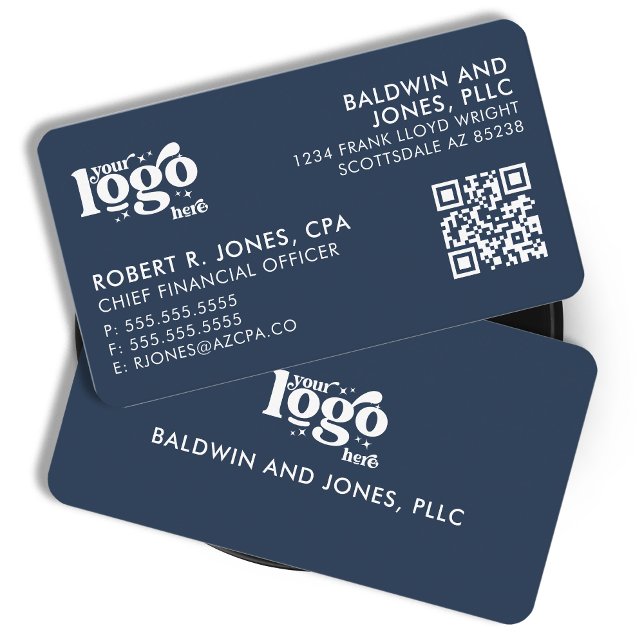 Carte De Visite QR Code Votre logo Plain White Générique Design (Créateur téléchargé)