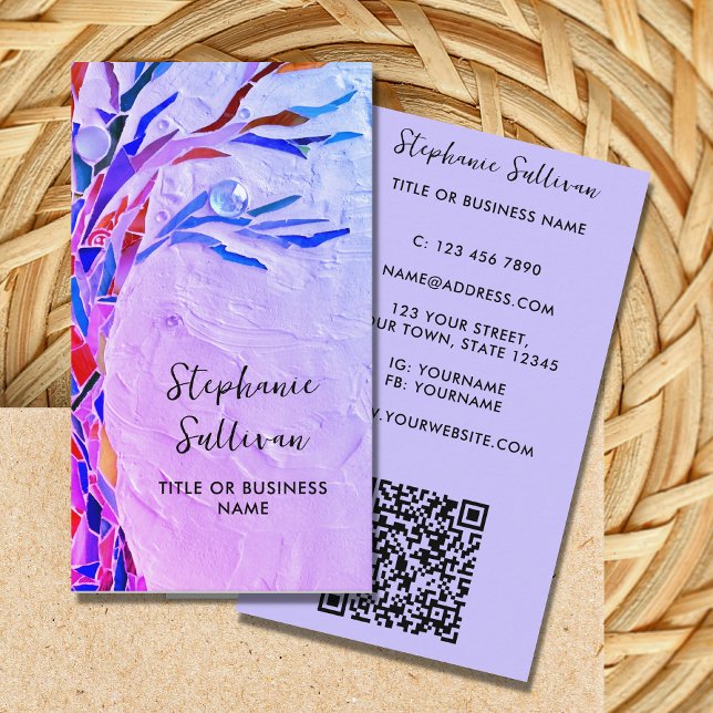 Carte De Visite QR Code Votre Profession Purple (Créateur téléchargé)