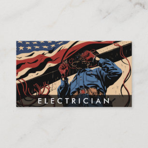Carte De Visite *~* QR Electrician AP75 Photo Patriotic Flag