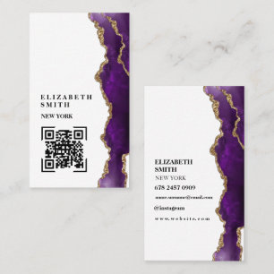 Carte de visite QR en marbre violet texture
