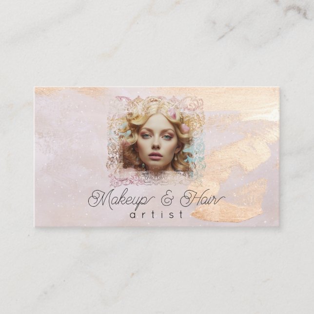Carte De Visite *~* QR Femme Pêcher Fille Pastel Beige (Devant)