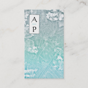 Carte De Visite *~* QR Floral Fleurs subtiles TURQUOISE Photo du l