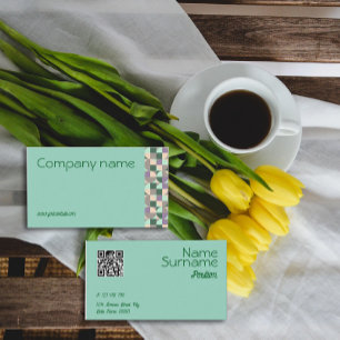 Carte de visite QR gris turquoise vert triangle