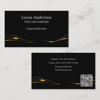 Carte de visite QR modifiable en or noir personnal