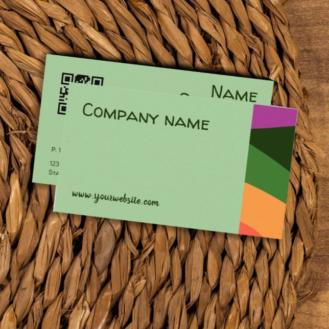 Carte de visite QR orange jaune rose Abstrait (Ideal for anyone in the beauty biz – hairstylists, makeup artists, consultants.)