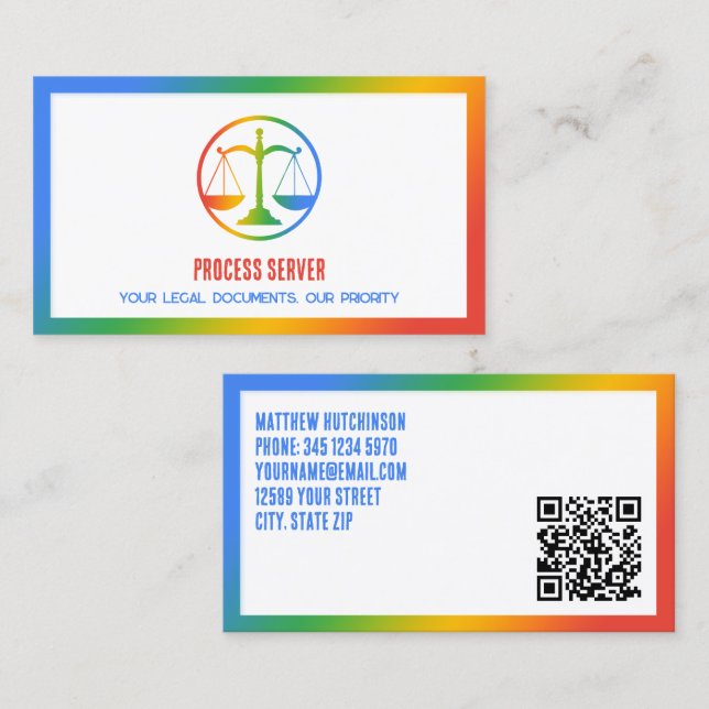Carte De Visite QR personnalisé couleur serveur de processus (Devant / Derrière)