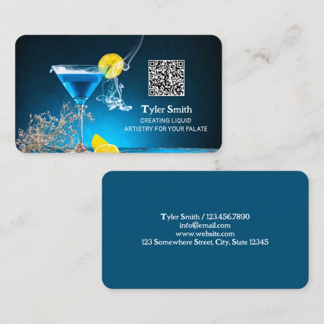 Carte de visite QR personnalisé du barman (Devant / Derrière)