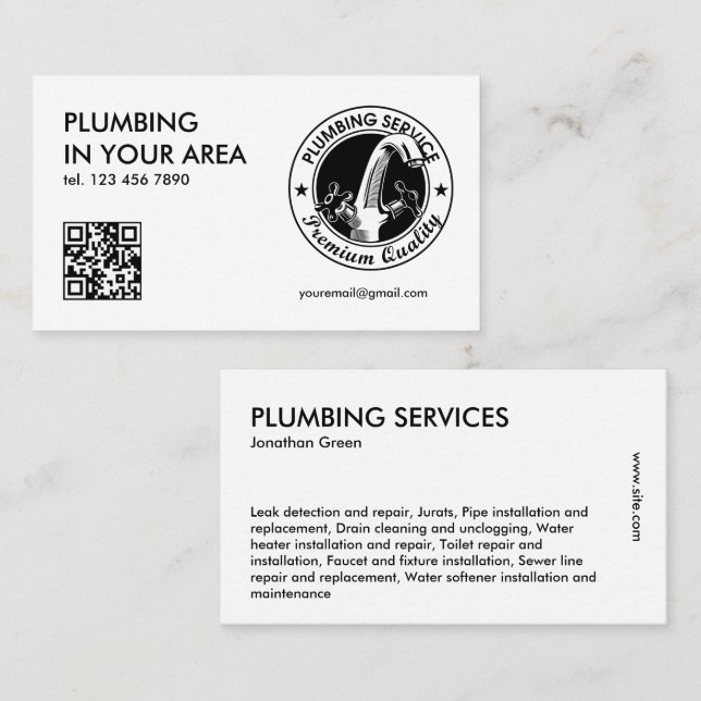 Carte De Visite QR Plumber (Devant / Derrière)