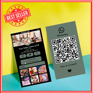 Carte de visite QR pour salon de manucure WhatsApp