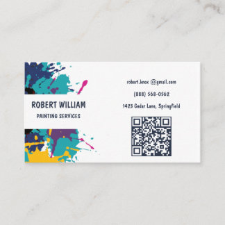Carte De Visite QR Services de peinture moderne | Éclaboussure col