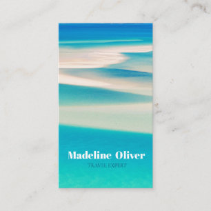 Carte De Visite QR Travel Business Ocean Beach Sea Aqua Blue