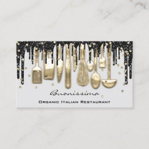 Carte De Visite QRCode Chef Déchets de cuisine Logo Couteau Gold G