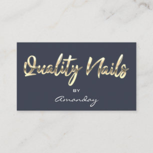 Carte De Visite Qualité Nails QR Code Logo Blue Grey Gold