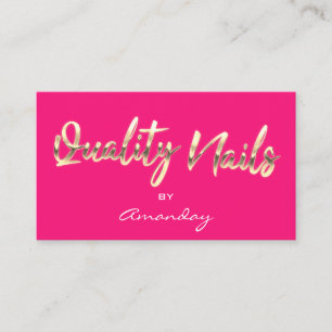 Carte De Visite Qualité Nails Script QR Code Logo Candy Rose