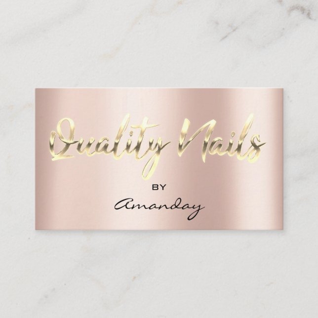 Carte De Visite Qualité Nails Studio QR Code Logo Rose Gold (Devant)