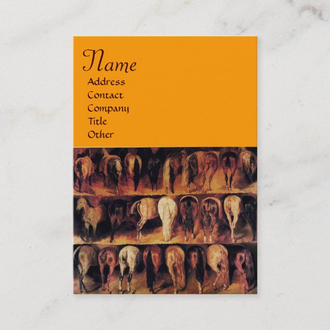 Carte De Visite Quartier arrière des chevaux, orange brun jaune (Devant)