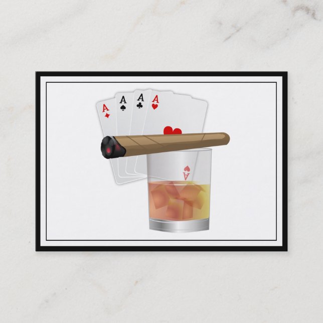 Carte De Visite Quatre As, Un Verre et Un Cigar (Devant)