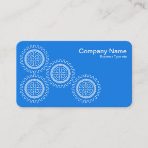 Carte De Visite Quatre engrenages - Blanc sur bleu - Fond gris