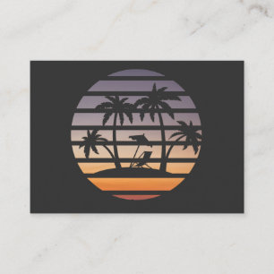 Carte De Visite quatre palmiers au coucher du soleil en T-shirt