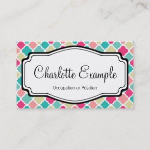 Carte De Visite Quatrefoil rose Turquoise