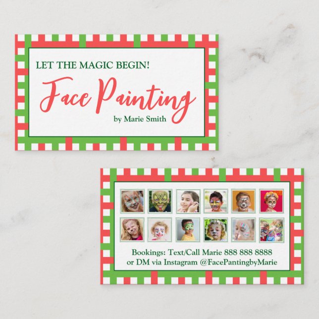 Carte De Visite Que la magie commence ! Peinture faciale personnal (Devant / Derrière)