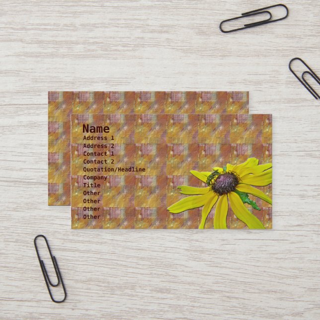Carte de visite Quilt, Bee et Black Eyed Susan (Devant/Arrière en situation)