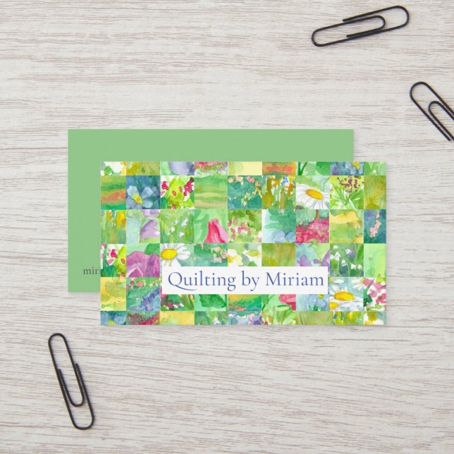 Carte De Visite Quilter Patchwork Quilt Coudre Seamstress Crafter (Devant/Arrière en situation)