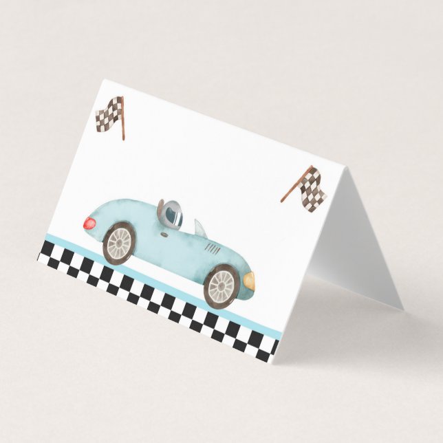 Carte De Visite Race Car Étiquette de nourriture Deux Anniversaire (Devant)