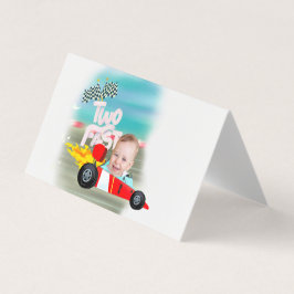 Carte De Visite Race Car Food Étiquette Deux Anniversaire Rapide