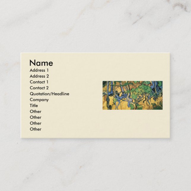 Carte De Visite Racines et troncs d'arbre par Vincent van Gogh (Devant)