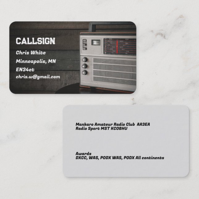 Carte De Visite Radio de jambon amateur (Devant / Derrière)