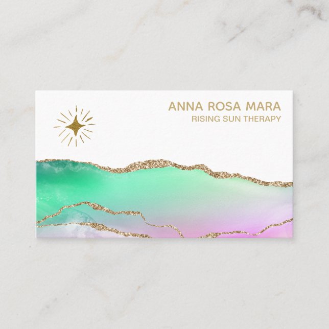 Carte De Visite *~* Rainbow Agate Gold Parties scintillant Vein Pa (Devant)