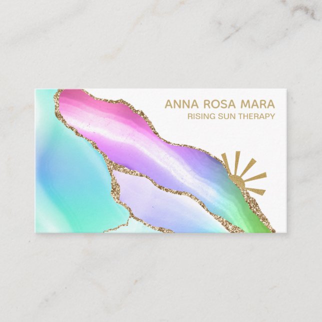 Carte De Visite *~* Rainbow Agate Or Parties scintillant Vein Past (Devant)