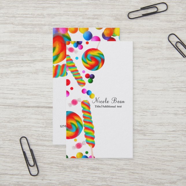 Carte De Visite Rainbow Candy Sweet Shop Boutique sur mesure (Devant/Arrière en situation)