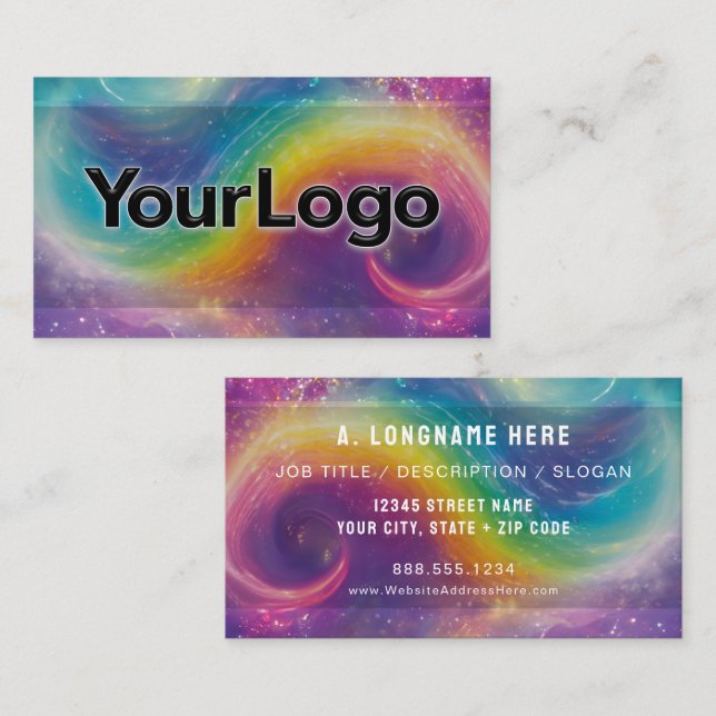 Carte De Visite Rainbow Cosmic Galaxy Artisan Company Logo  (Devant / Derrière)