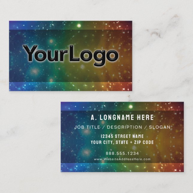 Carte De Visite Rainbow Cosmic Galaxy Stars Artisan Company Logo  (Devant / Derrière)