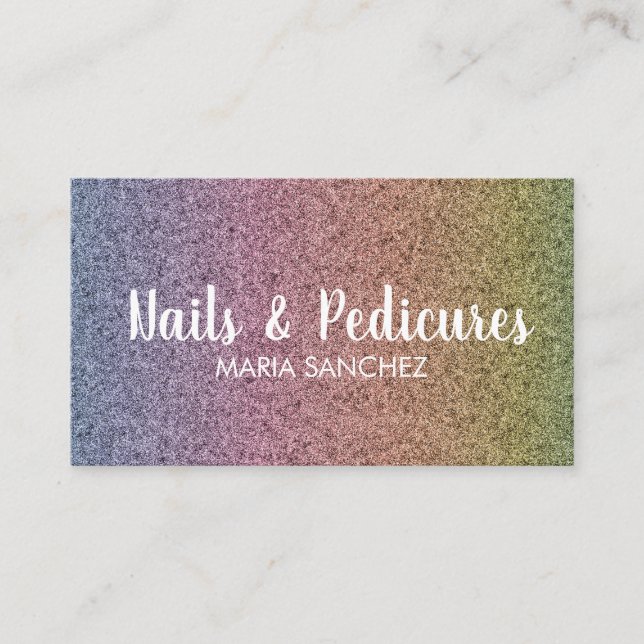 Carte De Visite Rainbow Faux Parties scintillant Motif Nail Hair B (Devant)