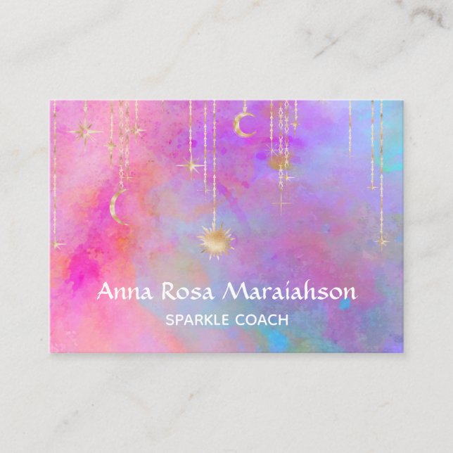 Carte De Visite *~* Rainbow Gold SparkParties scintillant Sun Moon (Devant)
