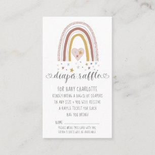 Carte De Visite Rainbow Muted Blush Baby Girl Diaper Raffle