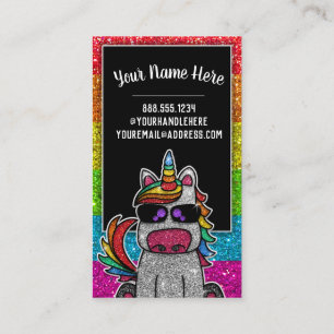 Carte De Visite Rainbow Parties scintillant Unicorn Professionnel