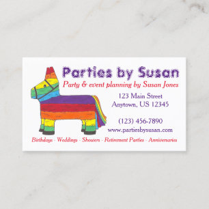 Carte De Visite Rainbow Piñata Party Planifier l'événement