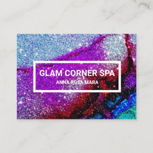 Carte De Visite *~* Rainbow QR Parties scintillant Glitz Glam Luxe