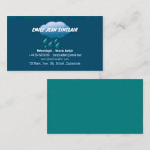 Carte De Visite Rainy Cloud Icon Design, météorologue