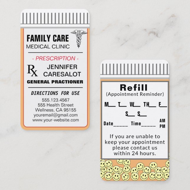 Carte De Visite Rappel de nomination du PRACTIONNAIRE GÉNÉRAL (Devant / Derrière)