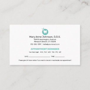 Carte De Visite Rappel de nomination d'un dentiste Bureau dentai